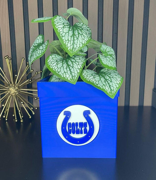 3D Decorative Pot in PLA with Drainage - Blue Design