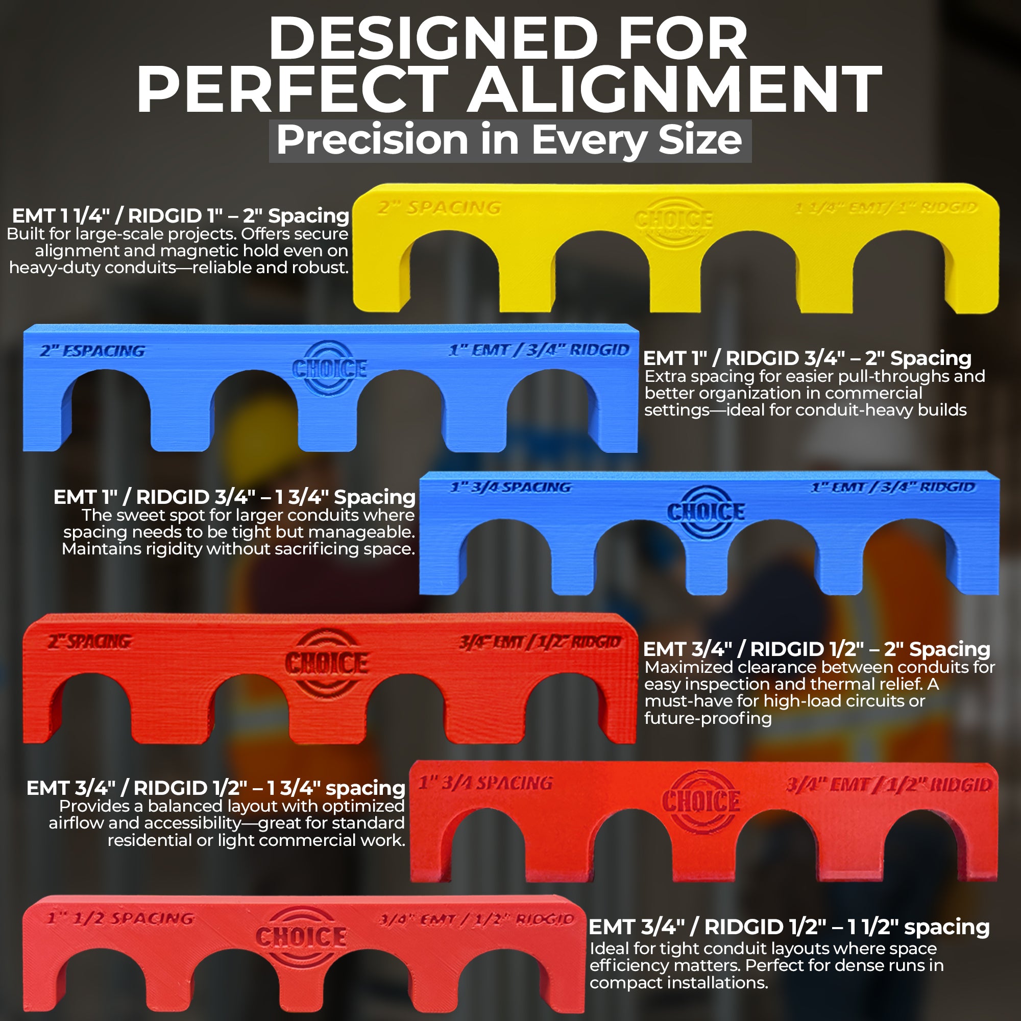Choice Electrician’s Conduit Spacer Combo Pack – 6 Sizes Choice Electrician’s Conduit Spacer Combo Pack – 6 Sizes