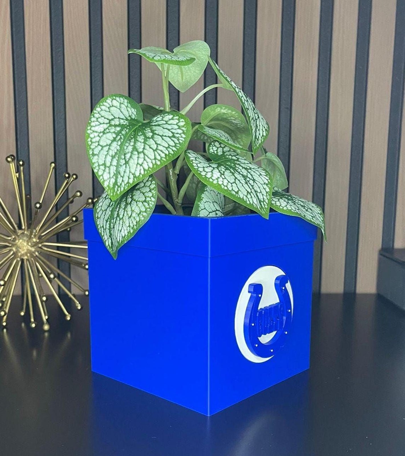3D Decorative Pot in PLA with Drainage - Blue Design
