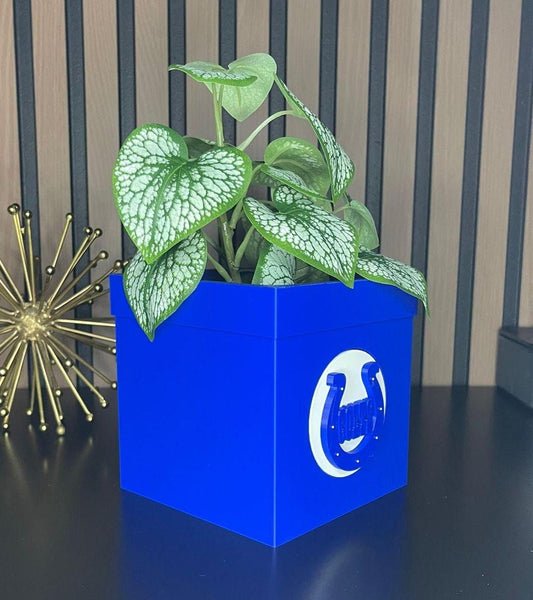 3D Decorative Pot in PLA with Drainage - Blue Design