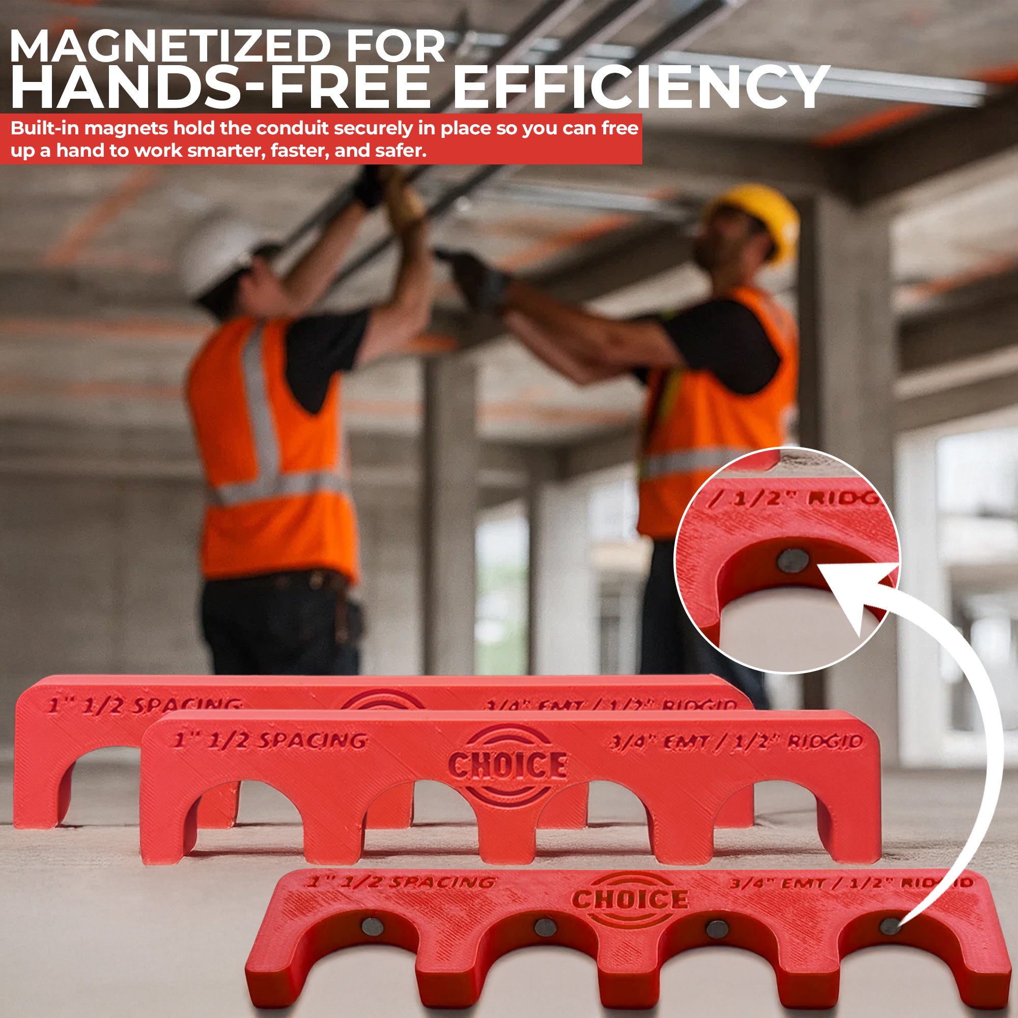 Magnetic Conduit Spacer 3/4" EMT / 1/2" Rigid – 1 1/2" Spacing | Choice Electrician’s