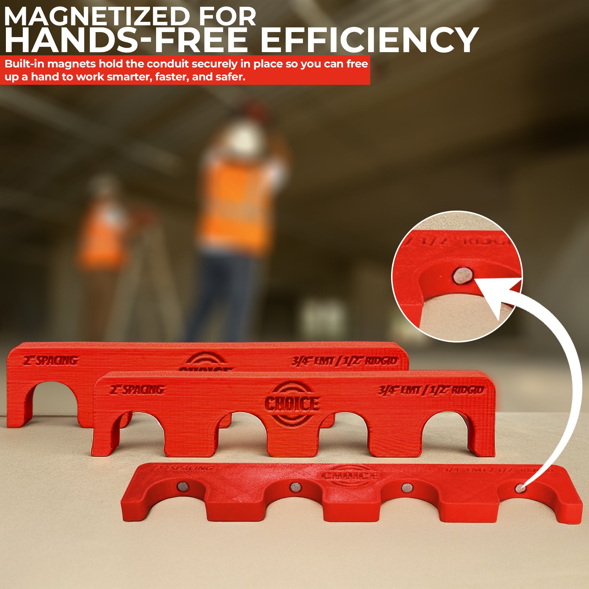 Magnetic Conduit Spacer 3/4" EMT / 1/2" Rigid – 2" Spacing | Choice Electrician’s