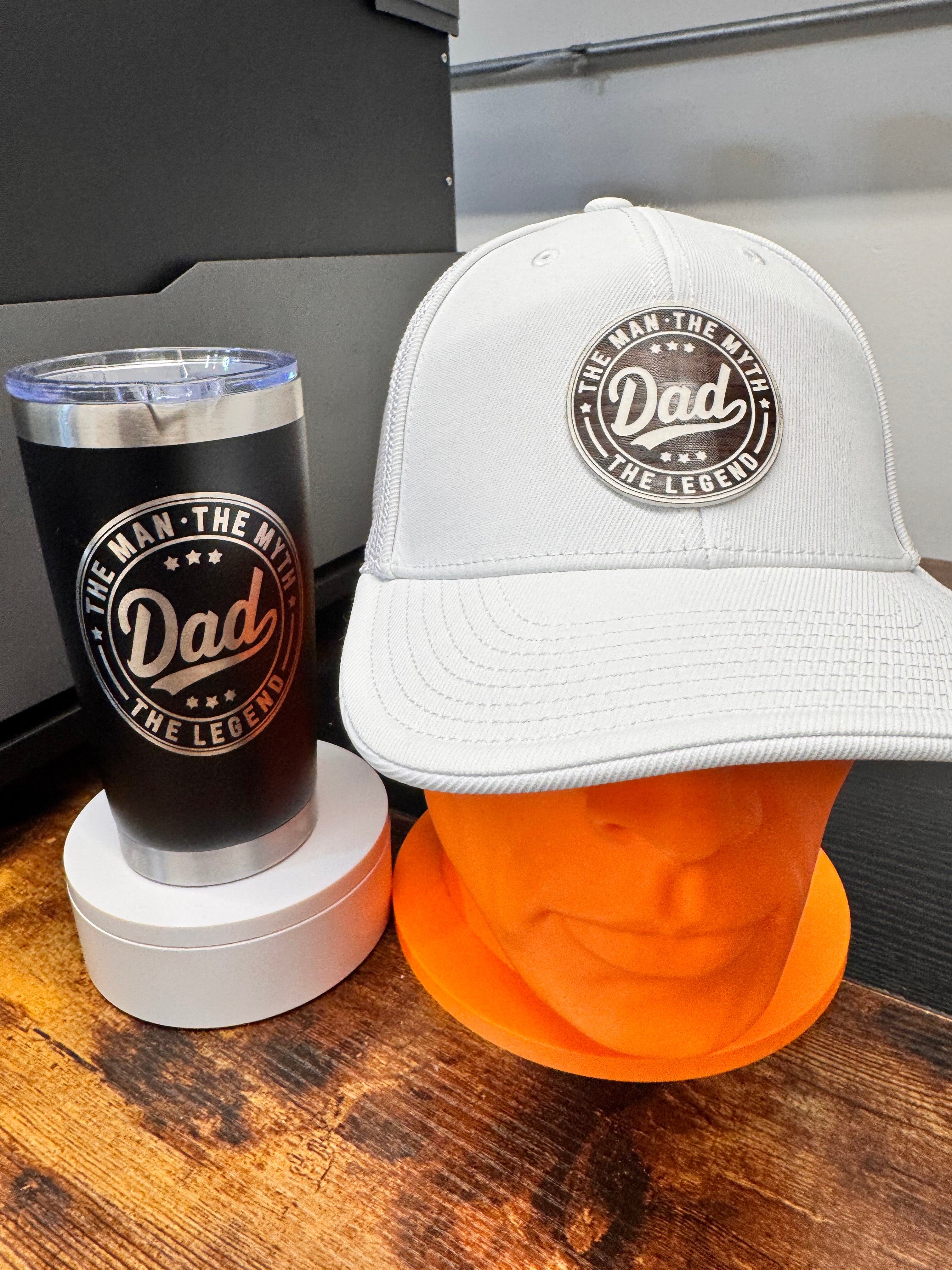 Dad's Legend Bundle – "The Man. The Myth. The Legend." Tumbler & Trucker Hat Set