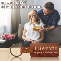 Custom Engraved Wooden & Leather Keychains – Rectangle & Round