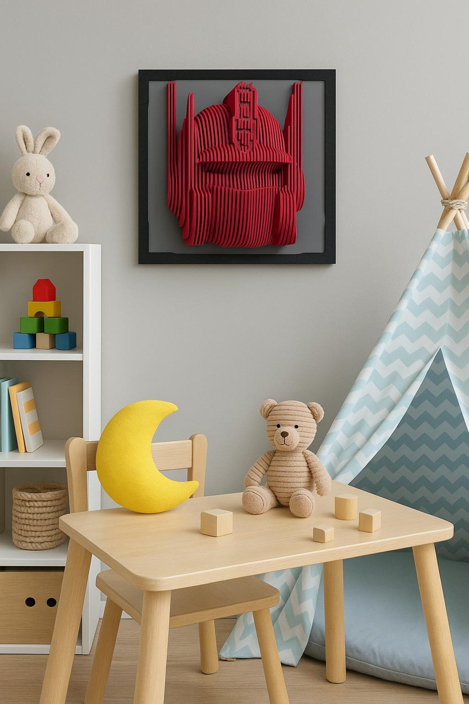 Hero Wall Sculpture – 3D Printed Robot Art for Kids