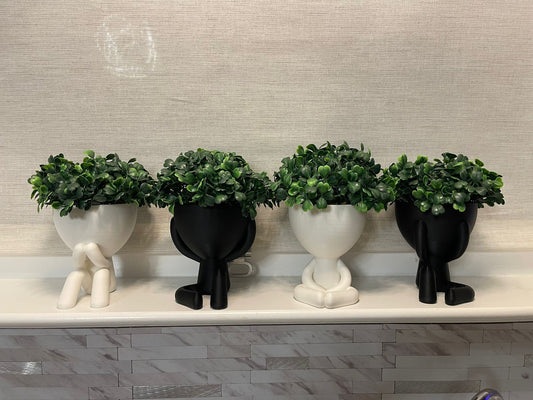Little People plant pots available set of 4 in 4 poses, cute planter with drainage, succulent planter, boho decor, window plant shelf.