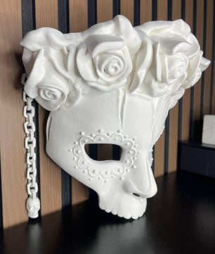 Skull Mask with White Roses - Customize It to Your Style