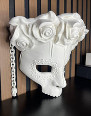 Skull Mask with White Roses - Customize It to Your Style