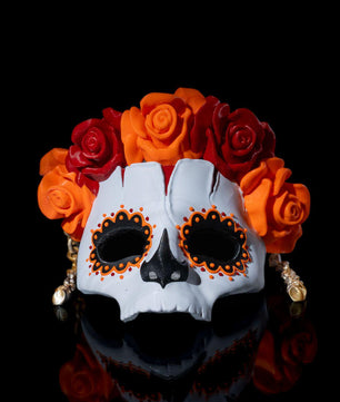 Skull Mask with White Roses - Customize It to Your Style
