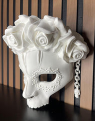 Skull Mask with White Roses - Customize It to Your Style