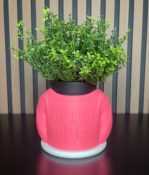 Good Vibes' 3D Printed Pot - Modern Decoration (Plant not included)
