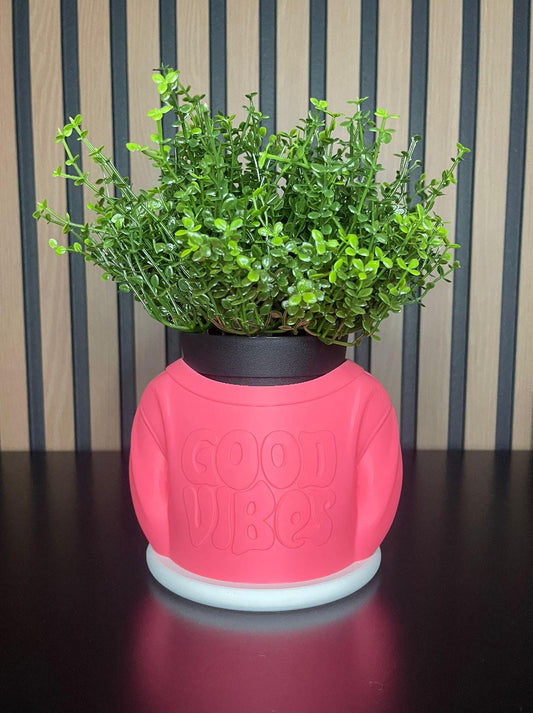 Good Vibes' 3D Printed Pot - Modern Decoration (Plant not included)