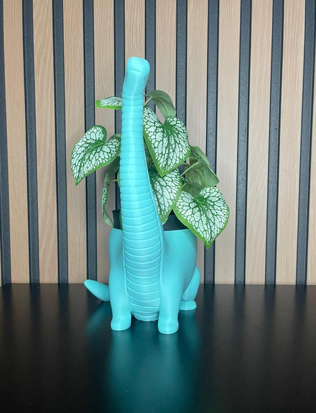 3D Printed Dinosaur Shaped Pot - Fun Decoration (Plant Not Included)