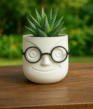 Decorative Planter with Glasses | 3D Printed Face Planter | 4x4x4 in | Fun Gift for Office or Home
