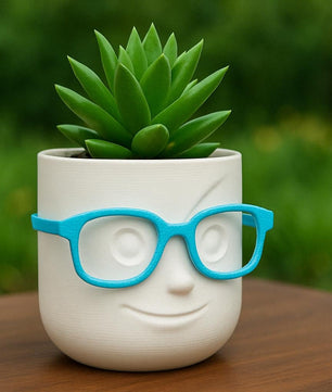Decorative Planter with Glasses | 3D Printed Face Planter | 4x4x4 in | Fun Gift for Office or Home