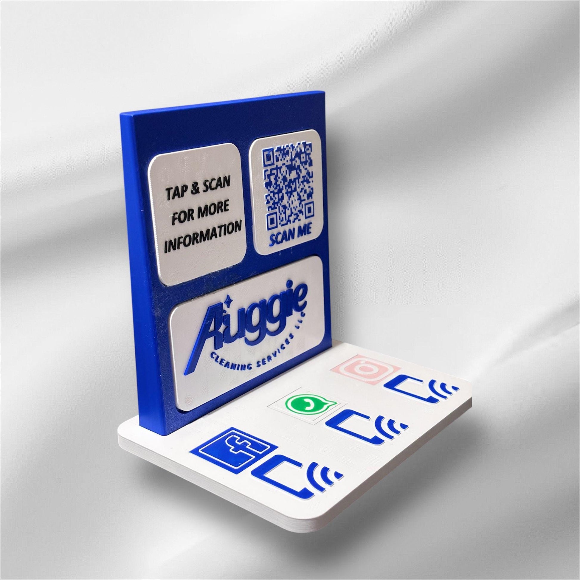 Customizable NFC Social Media Stand – Smart Display with QR & Logo Integration