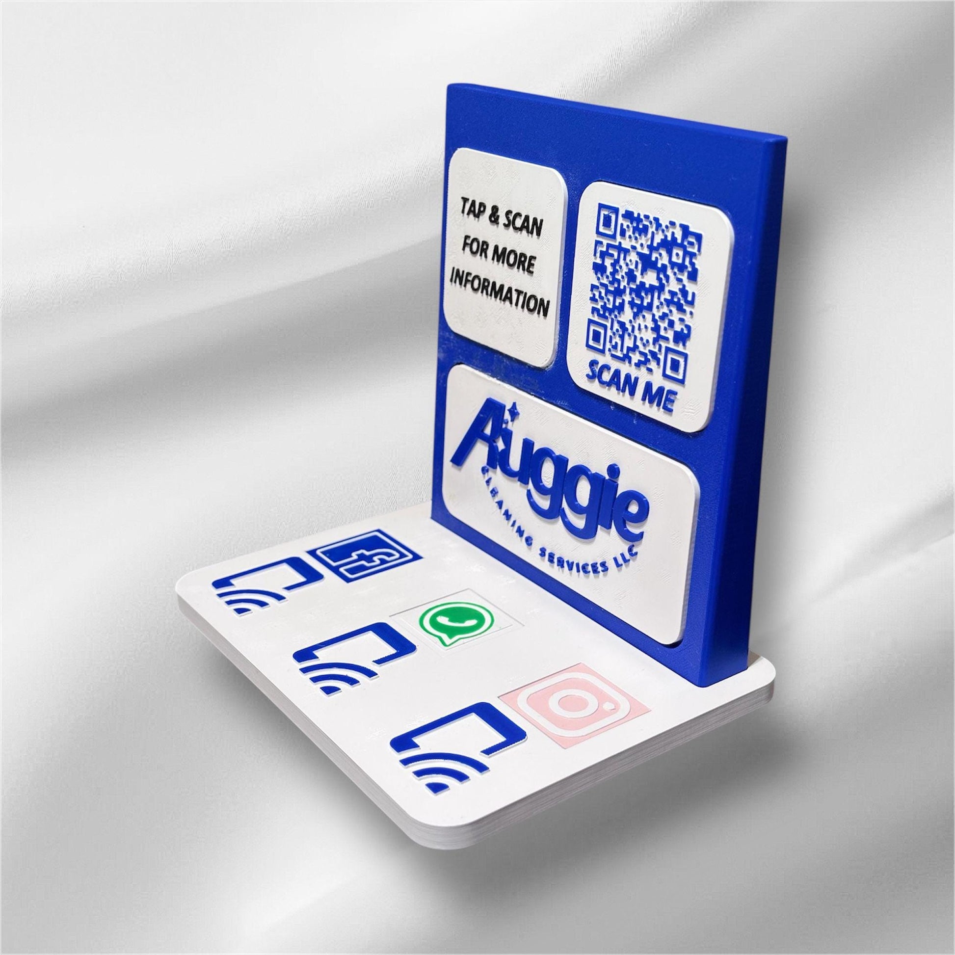 Customizable NFC Social Media Stand – Smart Display with QR & Logo Integration