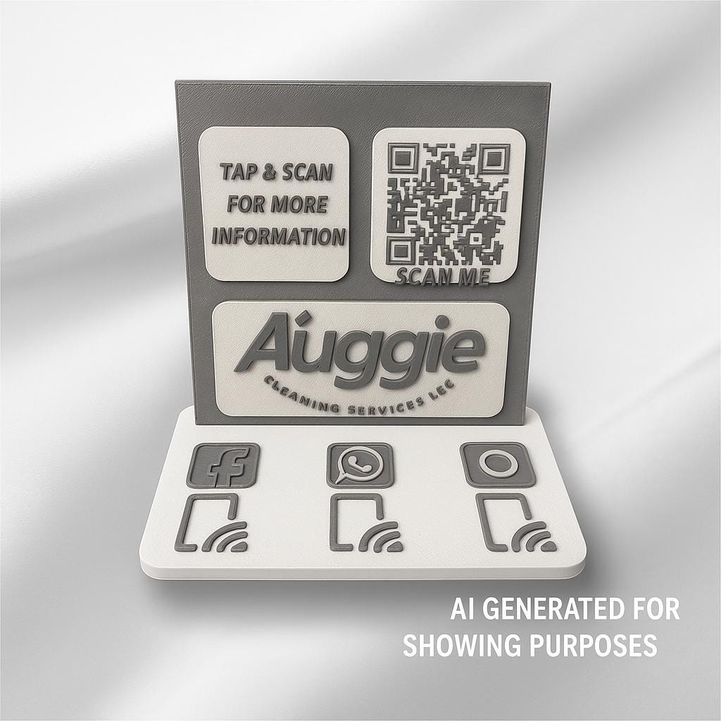 Customizable NFC Social Media Stand – Smart Display with QR & Logo Integration