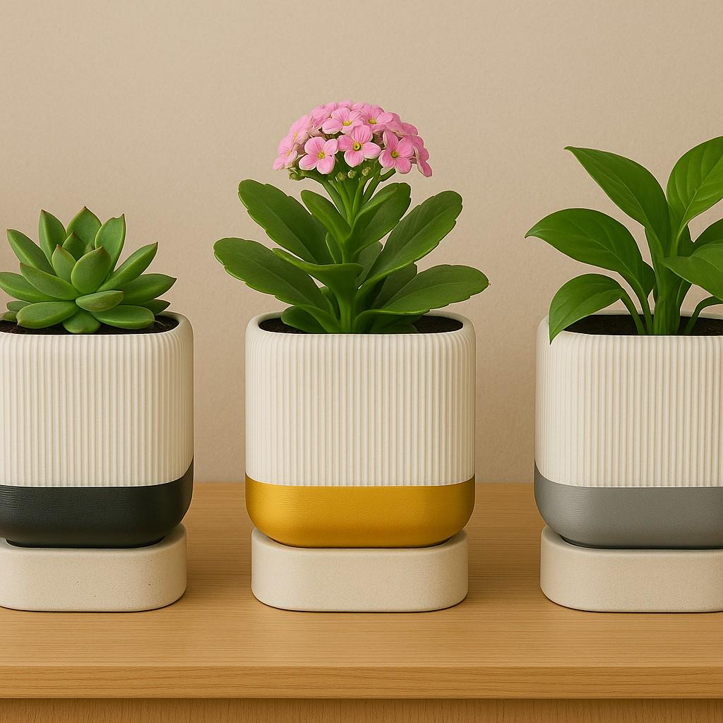 Modern 3D Printed Planter with Drainage Tray