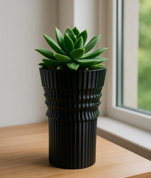 Modern 3D Printed Planters | Cylindrical Design with Reliefs | Black and White | 6 x 3.5 inches | Minimalist Decor