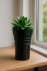 Modern 3D Printed Planters | Cylindrical Design with Reliefs | Black and White | 6 x 3.5 inches | Minimalist Decor
