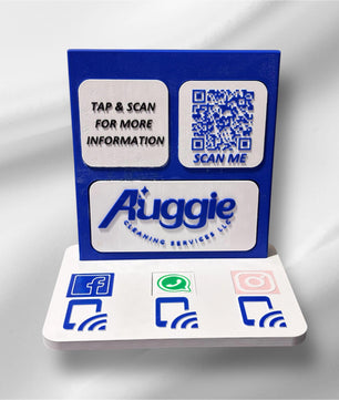 Customizable NFC Social Media Stand – Smart Display with QR & Logo Integration