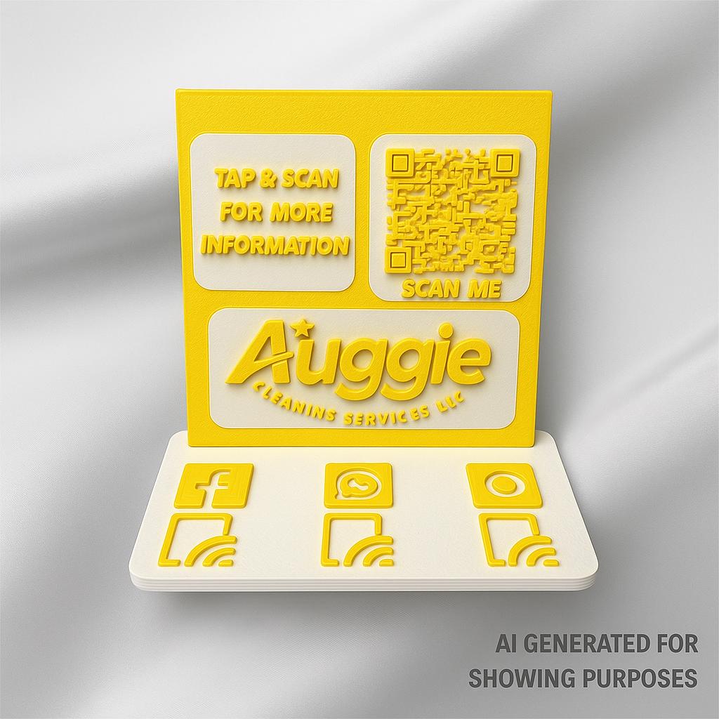 Customizable NFC Social Media Stand – Smart Display with QR & Logo Integration