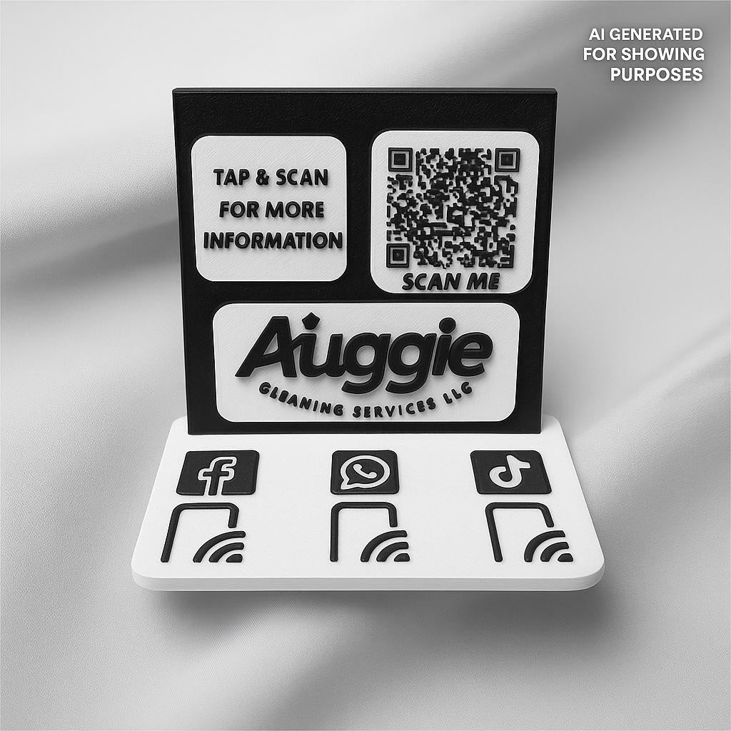 Customizable NFC Social Media Stand – Smart Display with QR & Logo Integration