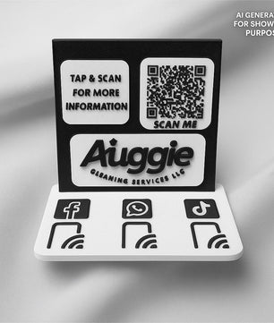 Customizable NFC Social Media Stand – Smart Display with QR & Logo Integration