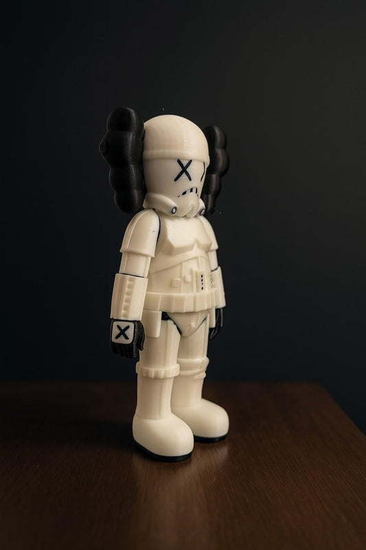 3D Printed Kaws-Inspired Stormtrooper Figure – Custom Colors – 7x4x2 in – Collectible Art Toy