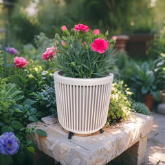 Modern Ribbed Planter Pot – Raised Design